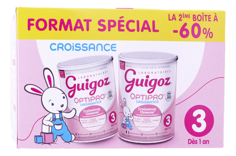  Made in France Guigoz Guigoz Optipro Lait De Croissance En Poudre 3 Format Spécial Dès 1 An 2x780g 2x780g